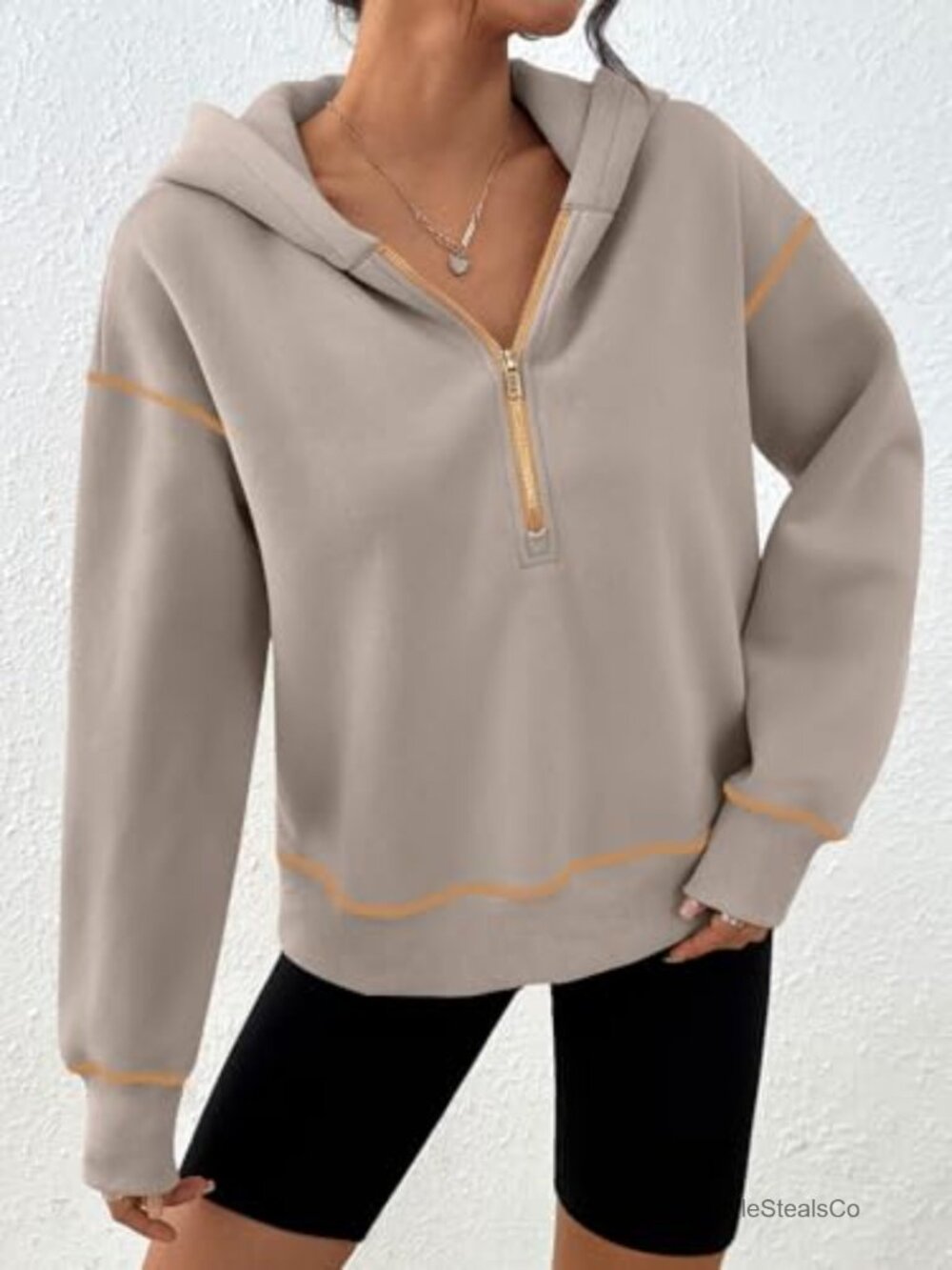 Half Zip Pullover Cropped Hoodie Y2k Cute Sweatshirt Women - Picture 2 of 6
